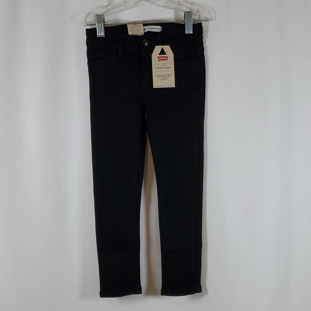 Levi's Girls' 710 Super Skinny Fit Jeans ~ 5 Reg ~ Black - Picture 3 of 8